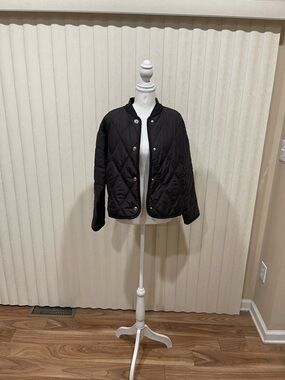 H&M Brown Quilted Button-Front Puffer Jacket